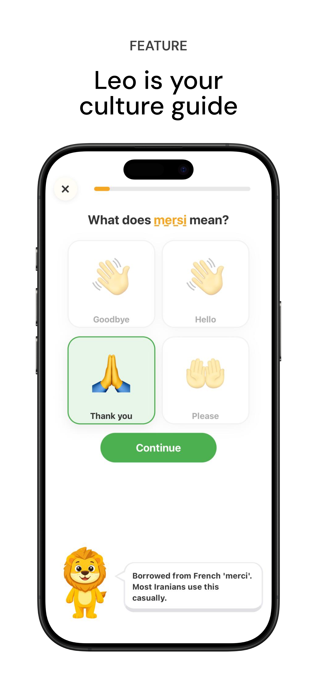 Leo the lion — cultural guide explaining tarof